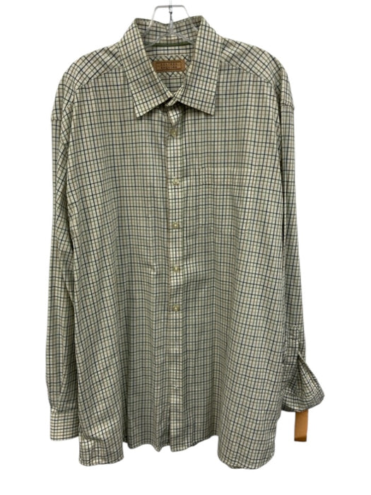 Gurteen Esquire Size 18 White & Multi Cotton Grid Button Up Men's Short Sleeve White & Multi / 18