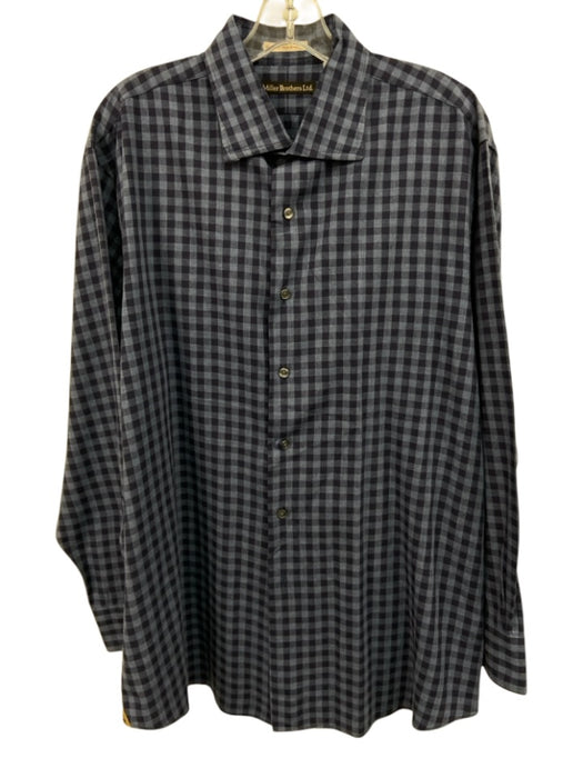 Miller Brothers Size XL Blue Cotton Blend Plaid Button Up Men's Short Sleeve Blue / XL