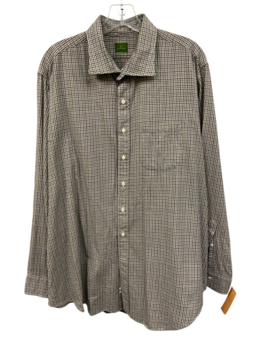 Sid Mashburn Size XL Purple & Green Cotton Plaid Button Up Men's Short Sleeve Purple & Green / XL