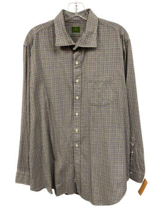 Sid Mashburn Size XL Purple & Green Cotton Plaid Button Up Men's Short Sleeve Purple & Green / XL