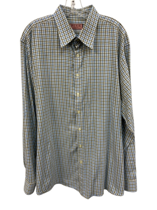 Pink Size XL Blue & Beige Cotton Plaid Button Up Men's Short Sleeve Blue & Beige / XL