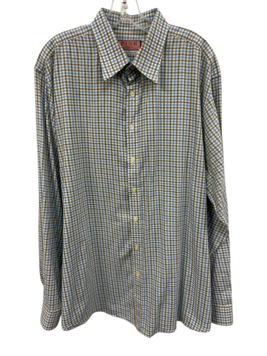 Pink Size XL Blue & Beige Cotton Plaid Button Up Men's Short Sleeve Blue & Beige / XL