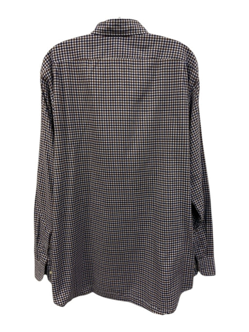 Sid Mashburn Size XL Blue & Bronze Cotton Plaid Button Up Men's Short Sleeve Blue & Bronze / XL