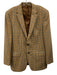 Peter Millar Beige & Blue Print Wool Blend Plaid 2 Button Men's Blazer Beige & Blue Print / 44T