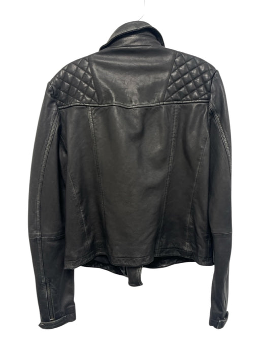 ALLSAINTS Size 10 Dark Gray Sheep Leather Zip Front Quilted Pockets Moto Jacket Dark Gray / 10