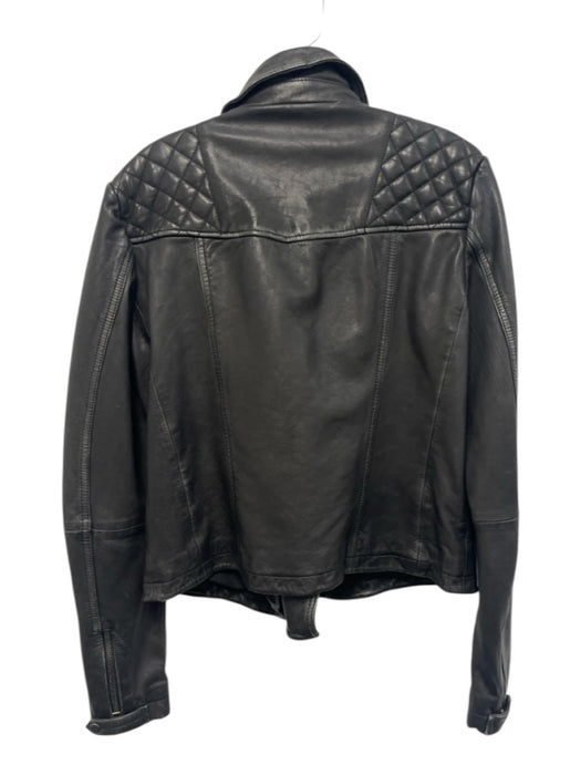 ALLSAINTS Size 10 Dark Gray Sheep Leather Zip Front Quilted Pockets Moto Jacket Dark Gray / 10