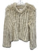 heartloom Size Medium Cream White Rabbit Fur Hook & Eye Striped Jacket Cream White / Medium