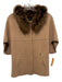 Dolce Cabo Size S/M Tan & Brown Viscose Blend Cap Sleeve Raccoon Trim Jacket Tan & Brown / S/M