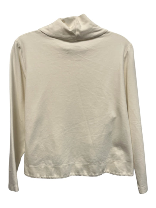 European Culture Size Small White Viscose Blend Long Sleeve Mock Neck Top White / Small