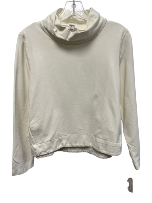 European Culture Size Small White Viscose Blend Long Sleeve Mock Neck Top White / Small