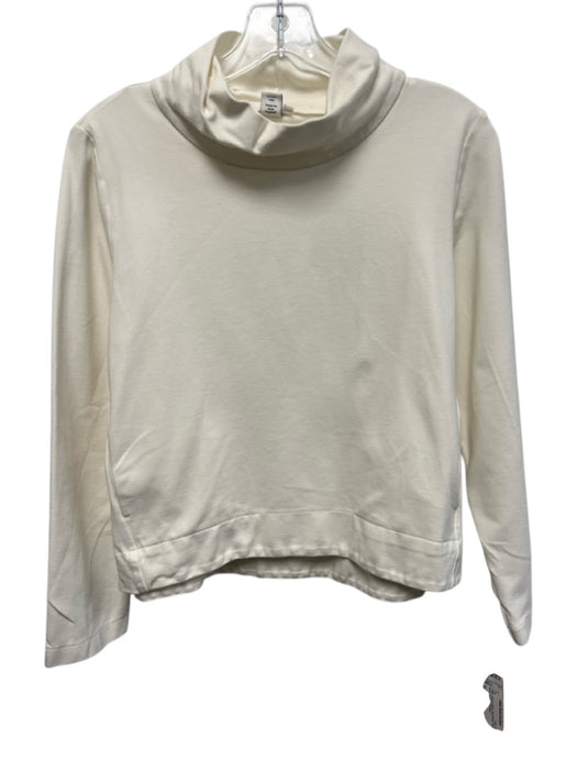 European Culture Size Small White Viscose Blend Long Sleeve Mock Neck Top White / Small