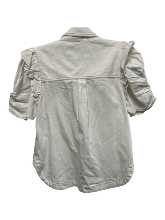 Pilcro Size Small white & tan Cotton Denim Button Front Contrast Stitch Top white & tan / Small
