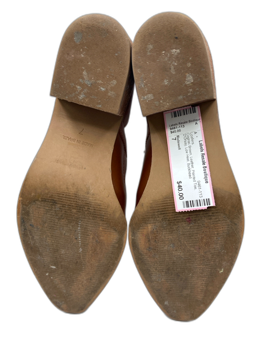 Madewell Shoe Size 7 Cognac Brown Leather Pointed Toe D'Orsay Low Heel Loafers Cognac Brown / 7