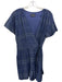 Greylin Size M Navy Blue & White Rayon Blend Plaid Surplice Tie Waist Romper Navy Blue & White / M