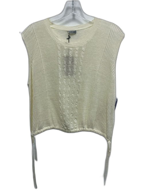 Rachel Comey Size XS Ecru Cream Linen Sleeveless Cable Knit Cinch Waist Top Ecru Cream / XS