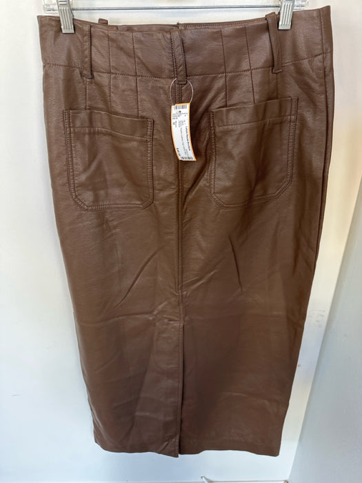Maeve Size M Brown Vegan Leather High Waist Maxi Skirt