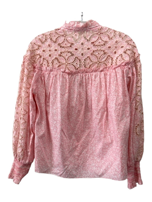 Jonathan Simkhai Size XS Pink & White Cotton Floral Embroidered Detail Top Pink & White / XS