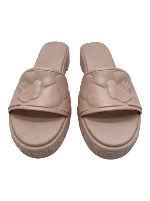 Valentino Shoe Size 37 Pale Pink Rubber Open Toe & Heel Slide Closure Sandals Pale Pink / 37