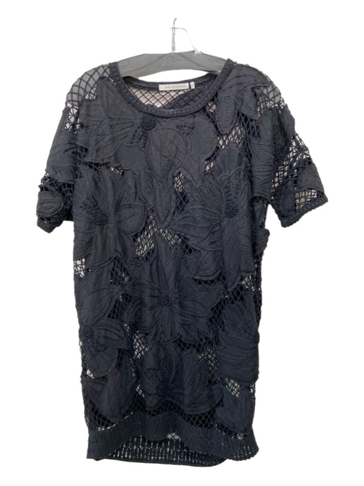 Isabel Etoile Marant Size Small Black Cotton Short Sleeve Floral Crochet Coverup Black / Small