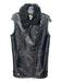 Jkt Size Small Black Vegan Leather Sheen Shearling Zip Detail Biker Vest Black / Small