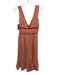 Sportmax Size 6 Orange & White Silk Sleeveless Polka Dot V Neck Midi Dress Orange & White / 6