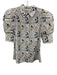 Alice + Olivia Size XS White & Multi Silk Short Puff Sleeve Button Up Cards Top White & Multi / XS
