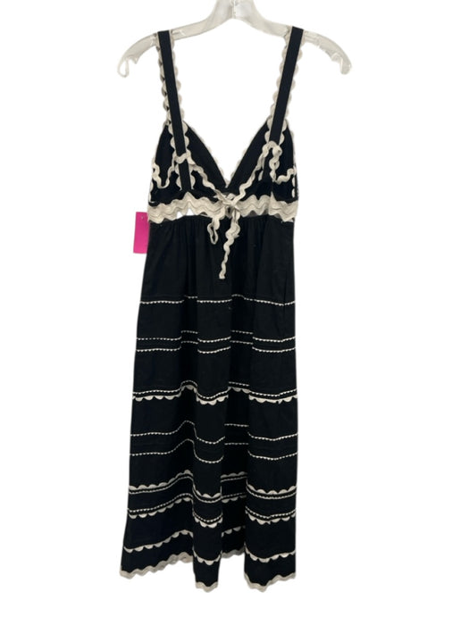 Sea New York Size 0 Black & White Cotton Sleeveless Scalloped Cut Outs Dress Black & White / 0