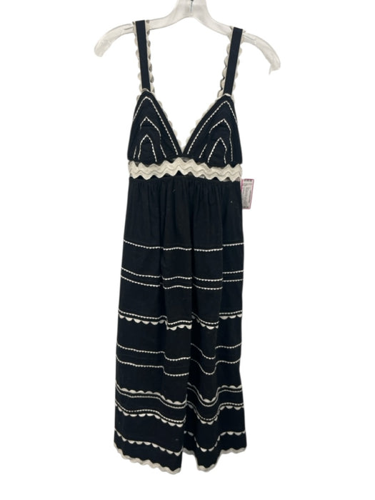Sea New York Size 0 Black & White Cotton Sleeveless Scalloped Cut Outs Dress Black & White / 0