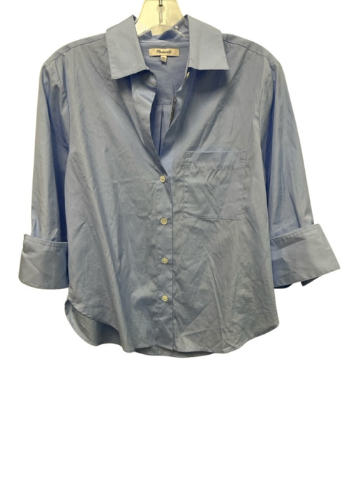 Madewell Size XXS Blue Cotton Short Sleeve Button Up pocket Top Blue / XXS