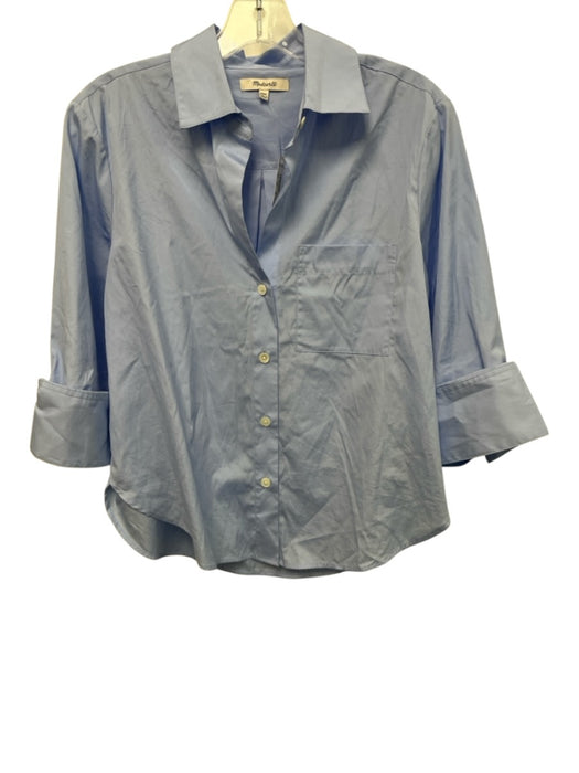 Madewell Size XXS Blue Cotton Short Sleeve Button Up pocket Top Blue / XXS