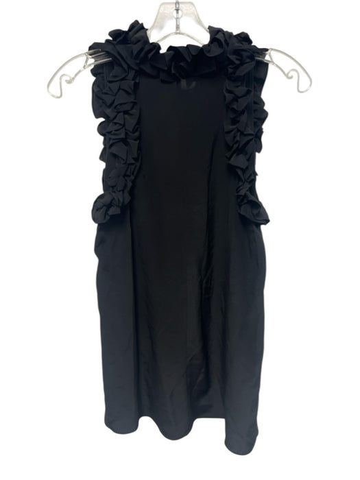 Zimmermann Size 0 Black Silk Ruffle Accent Sleeveless Split Neck Top Black / 0