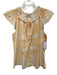 Hale Bob Size S Orange & White Cotton Cap Sleeve Split Neck Tie Neck Top Orange & White / S