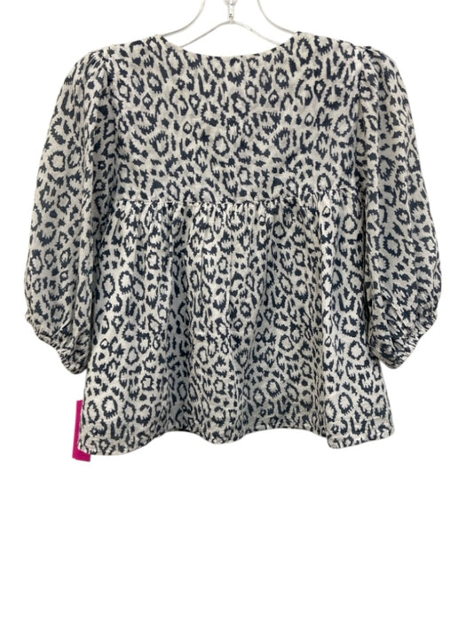 India Collection Emerson Fry Size XS/S White & Gray Cotton All Over Print Top White & Gray / XS/S