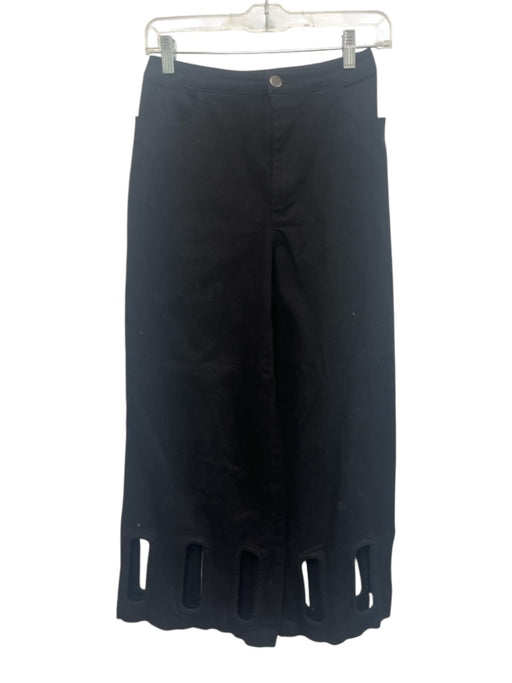 Melbourne Size XS Black Cotton Wide Leg High Rise Zip Fly Cut Out Pants Black / XS