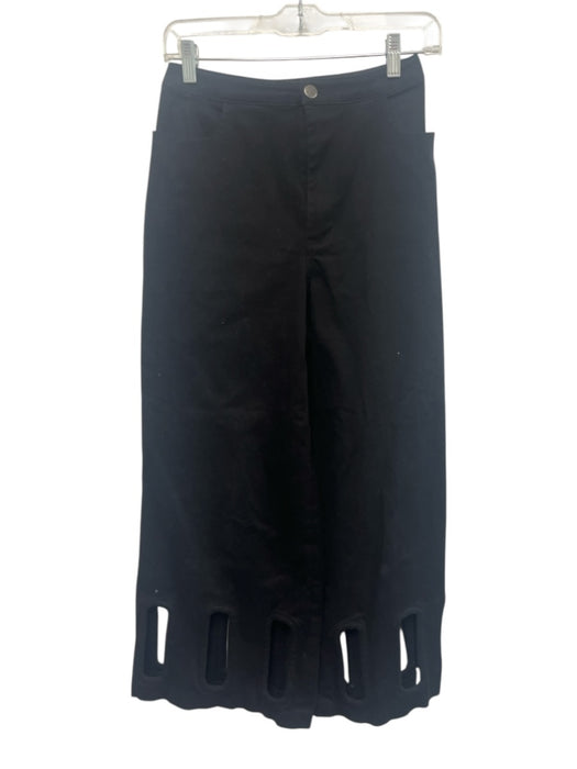 Melbourne Size XS Black Cotton Wide Leg High Rise Zip Fly Cut Out Pants Black / XS