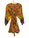 Rhode Size S Orange, Pink, Blue Cotton Floral Long Balloon Sleeve Dress Orange, Pink, Blue / S