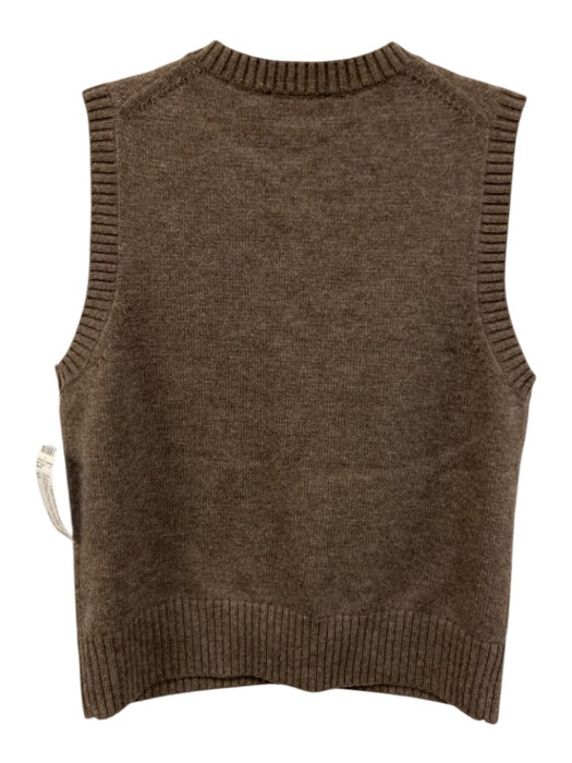 COS Size XS Taupe Beige Wool Ribbed Trim Flap Pockets Button Down Vest Sweater Taupe Beige / XS