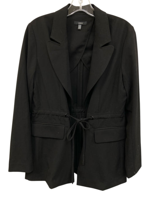 Drew Size XS Black Polyester Blend Tie Waist Flap Pockets Blazer Jacket Black / XS