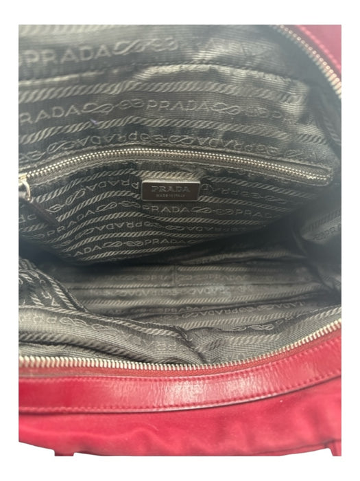 Prada Red Nylon Shoulder & Crossbody Top Zip silver hardware Exterior Pocket Bag Red / S