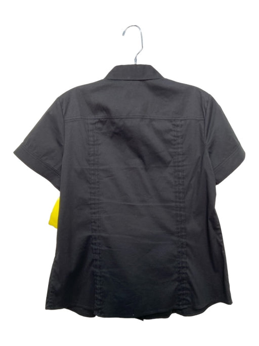 Theory Size M Black Cotton & Nylon Button Up Short Sleeve Chest Pockets Top Black / M