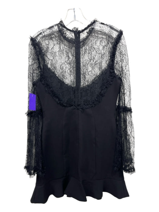 Nicholas Size 6 Black Triacetate Polyester Long Sleeve Lace Fabric Block Dress Black / 6