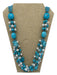 Blue & White Turquoise Pearls Multi Strand Hook clasp Chunky Necklace Blue & White