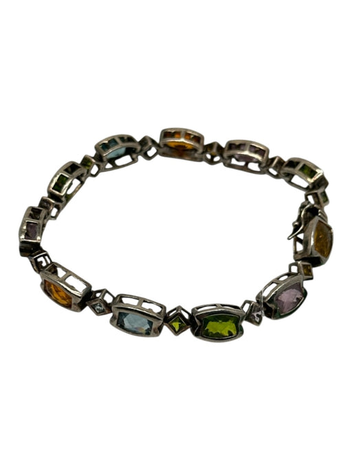 Silver & Multi Metal silver tone hardware Geometric Latch Clasp Bracelet Silver & Multi