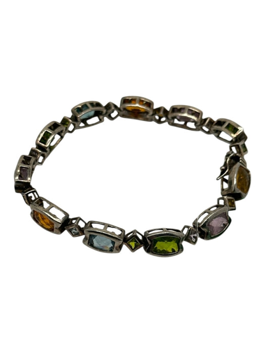 Silver & Multi Metal silver tone hardware Geometric Latch Clasp Bracelet Silver & Multi