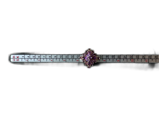No Brand Purple 14K Amethyst Cluster Flower Cocktail Ring Purple