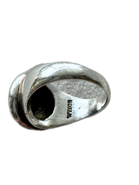 Wysor Silver, Black, Gold Sterling Silver Gold Detail Onyx Circle Ring Silver, Black, Gold
