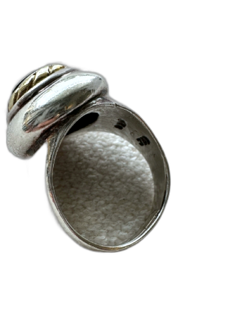 Wysor Silver, Black, Gold Sterling Silver Gold Detail Onyx Circle Ring Silver, Black, Gold