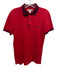 Burberry London Size M Red Cotton Textured Short Sleeve Stripe Detail Polo Top Red / M