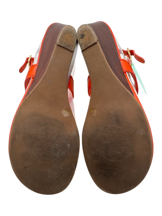 Tory Burch Shoe Size 8.5 Orange & Brown Leather Croc Embossed Thong Sandals Orange & Brown / 8.5
