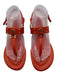 Tory Burch Shoe Size 8.5 Orange & Brown Leather Croc Embossed Thong Sandals Orange & Brown / 8.5